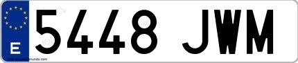 Ejemplo de matrícula española 5448 JWM