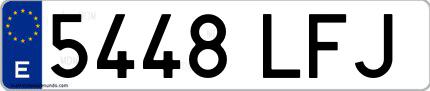 Ejemplo de matrícula española 5448 LFJ