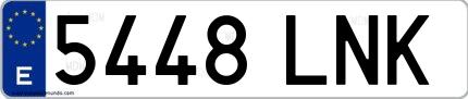 Ejemplo de matrícula de coche ordinaria 5448 LNK