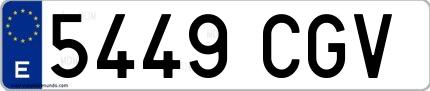Ejemplo de matrícula española 5449 CGV
