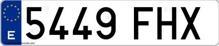 Ejemplo de matrícula española 5449 FHX