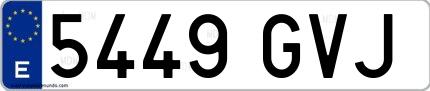 Ejemplo de matrícula española 5449 GVJ