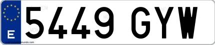 Ejemplo de matrícula española 5449 GYW