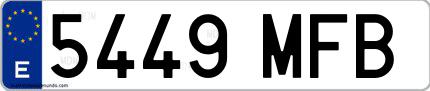 Ejemplo de matrícula española 5449 MFB