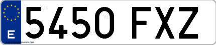 Ejemplo de matrícula de coche ordinaria 5450 FXZ