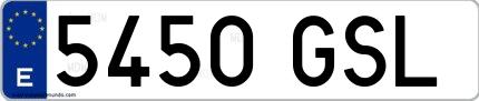 Ejemplo de matrícula española 5450 GSL