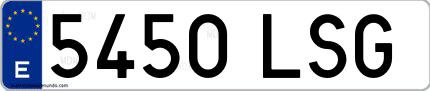 Ejemplo de matrícula española 5450 LSG