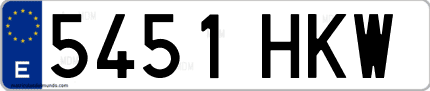 Ejemplo de matrícula de coche ordinaria 5451 HKW