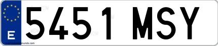 Ejemplo de matrícula española 5451 MSY