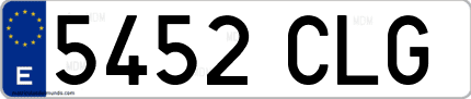 Ejemplo de matrícula de coche ordinaria 5452 CLG