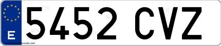 Ejemplo de matrícula de coche ordinaria 5452 CVZ