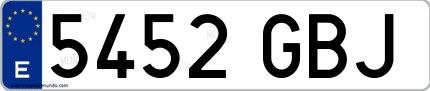Ejemplo de matrícula española 5452 GBJ