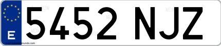 Ejemplo de matrícula española 5452 NJZ