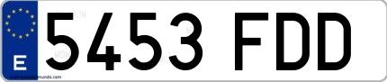 Ejemplo de matrícula española 5453 FDD