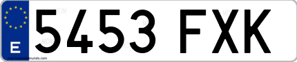 Ejemplo de matrícula de coche ordinaria 5453 FXK