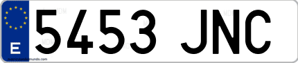 Ejemplo de matrícula de coche ordinaria 5453 JNC