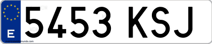 Ejemplo de matrícula de coche ordinaria 5453 KSJ