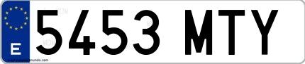 Ejemplo de matrícula española 5453 MTY