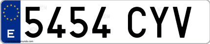 Ejemplo de matrícula de coche ordinaria 5454 CYV