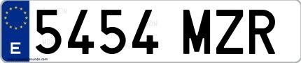 Ejemplo de matrícula española 5454 MZR