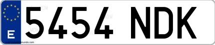 Ejemplo de matrícula española 5454 NDK