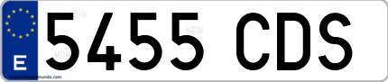 Ejemplo de matrícula de coche ordinaria 5455 CDS
