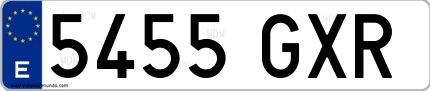 Ejemplo de matrícula española 5455 GXR