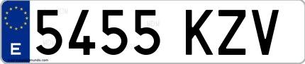 Ejemplo de matrícula española 5455 KZV