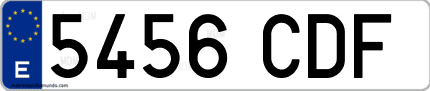 Ejemplo de matrícula de coche ordinaria 5456 CDF