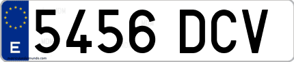 Ejemplo de matrícula de coche ordinaria 5456 DCV