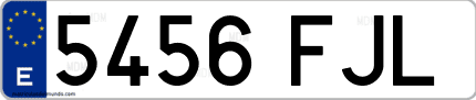 Ejemplo de matrícula de coche ordinaria 5456 FJL