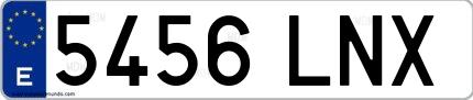 Ejemplo de matrícula española 5456 LNX