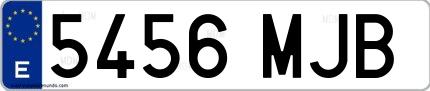 Ejemplo de matrícula de coche ordinaria 5456 MJB