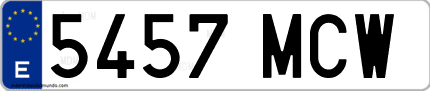 Ejemplo de matrícula de coche ordinaria 5457 MCW