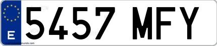 Ejemplo de matrícula española 5457 MFY