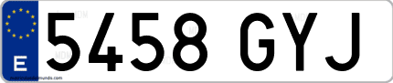 Ejemplo de matrícula de coche ordinaria 5458 GYJ