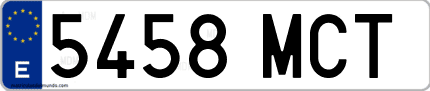 Ejemplo de matrícula de coche ordinaria 5458 MCT