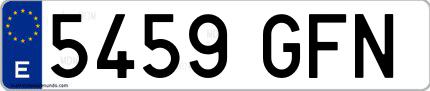 Ejemplo de matrícula española 5459 GFN