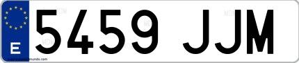 Ejemplo de matrícula española 5459 JJM