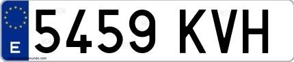 Ejemplo de matrícula española 5459 KVH