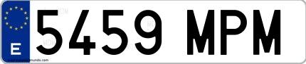 Ejemplo de matrícula española 5459 MPM