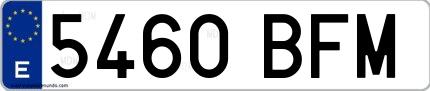 Ejemplo de matrícula española 5460 BFM