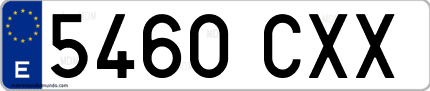 Ejemplo de matrícula de coche ordinaria 5460 CXX