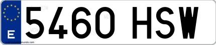 Ejemplo de matrícula española 5460 HSW