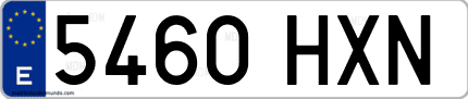 Ejemplo de matrícula de coche ordinaria 5460 HXN