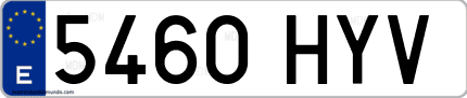 Ejemplo de matrícula de coche ordinaria 5460 HYV
