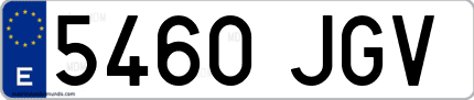 Ejemplo de matrícula de coche ordinaria 5460 JGV