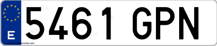 Ejemplo de matrícula de coche ordinaria 5461 GPN