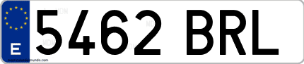 Ejemplo de matrícula de coche ordinaria 5462 BRL