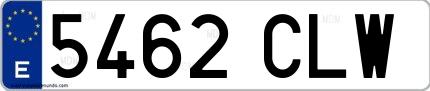 Ejemplo de matrícula de coche ordinaria 5462 CLW